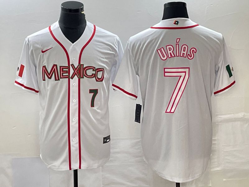 Men 2023 World Cub Mexico #7 Urias White Nike MLB Jersey54